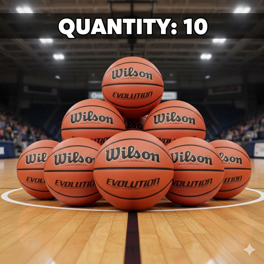 Wilson Evolution Basketball 29.5" Official Size 7 Indoor Game Ball -Pack of 10